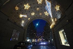 Kyiv sparkles at night during holiday season