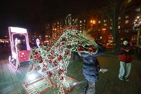 Kyiv sparkles at night during holiday season