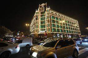 Kyiv sparkles at night during holiday season