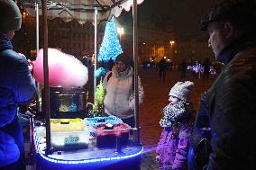 Kyiv sparkles at night during holiday season