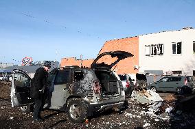 Aftermath of Russian drone attack in Kyiv