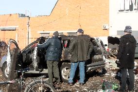 Aftermath of Russian drone attack in Kyiv