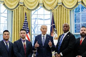 DC: President Biden Presents the Medal of Valor in the Oval Office