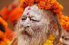 Sadhus Hindu Holy Men At Religious Procession - India