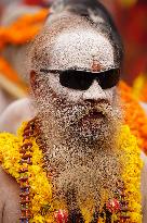 Sadhus Hindu Holy Men At Religious Procession - India