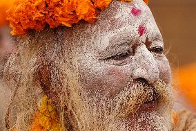 Sadhus Hindu Holy Men At Religious Procession - India