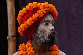 Sadhus Hindu Holy Men At Religious Procession - India