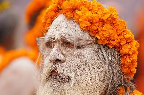 Sadhus Hindu Holy Men At Religious Procession - India