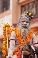 Sadhus Hindu Holy Men At Religious Procession - India