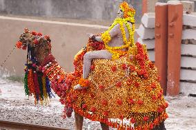 Sadhus Hindu Holy Men At Religious Procession - India