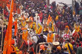 Sadhus Hindu Holy Men At Religious Procession - India