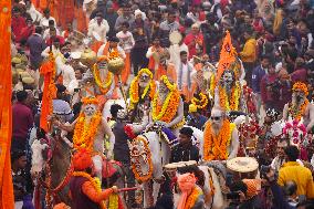 Sadhus Hindu Holy Men At Religious Procession - India