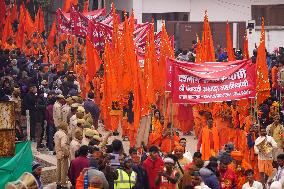 Sadhus Hindu Holy Men At Religious Procession - India