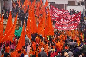 Sadhus Hindu Holy Men At Religious Procession - India