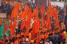 Sadhus Hindu Holy Men At Religious Procession - India