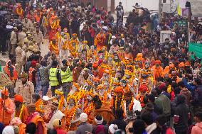 Sadhus Hindu Holy Men At Religious Procession - India