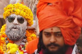 Sadhus Hindu Holy Men At Religious Procession - India