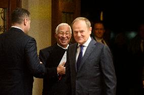 Polish PM Donald Tusk Meets The President Of The European Council Antonio Costa In Warsaw.