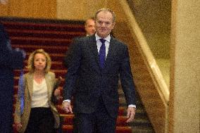 Polish PM Donald Tusk Meets The President Of The European Council Antonio Costa In Warsaw.