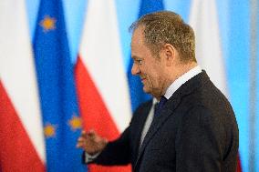 Polish PM Donald Tusk Meets The President Of The European Council Antonio Costa In Warsaw.