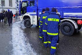 THW Team And Vehicle In The Bavarian City Of Fuessen