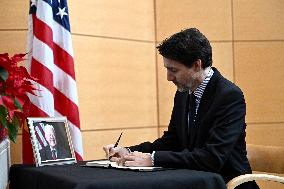 Justin Trudeau Signs A Book Of Condolences For Jimmy Carter - Ottawa