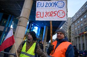 Farmers Demonstrate Against EU's Policies In Warsaw.