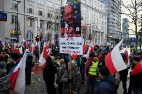 Farmers Demonstrate Against EU's Policies In Warsaw.