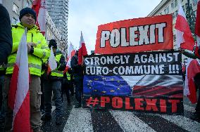 Farmers Demonstrate Against EU's Policies In Warsaw.