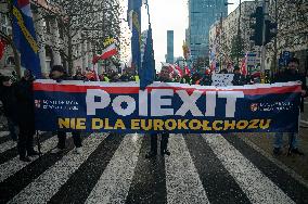 Farmers Demonstrate Against EU's Policies In Warsaw.