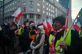 Farmers Demonstrate Against EU's Policies In Warsaw.