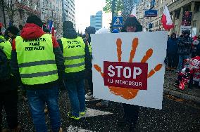 Farmers Demonstrate Against EU's Policies In Warsaw.