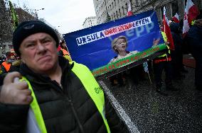 Farmers Demonstrate Against EU's Policies In Warsaw.