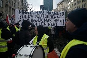 Farmers Demonstrate Against EU's Policies In Warsaw.