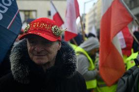 Farmers Demonstrate Against EU's Policies In Warsaw.