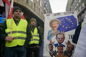 Farmers Demonstrate Against EU's Policies In Warsaw.