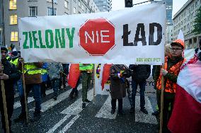 Farmers Demonstrate Against EU's Policies In Warsaw.