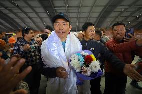 Nepal’s Record Holding Climber Mingma G. Sherpa Receives Heroic Welcome Upon Arriving Back Home