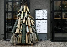 Christmas tree made of spent ammunition in Kyiv