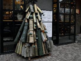 Christmas tree made of spent ammunition in Kyiv