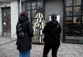 Christmas tree made of spent ammunition in Kyiv