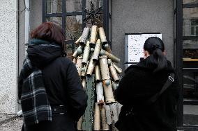 Christmas tree made of spent ammunition in Kyiv