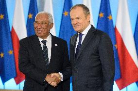 Polish PM Donald Tusk Meets The President Of The European Council Antonio Costa In Warsaw.