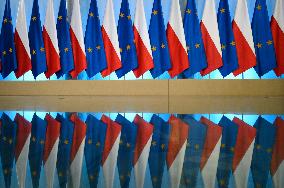 Polish PM Donald Tusk Meets The President Of The European Council Antonio Costa In Warsaw.