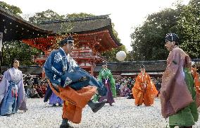 Ancient court football at Kyoto shrine