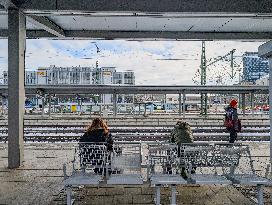 Passengers Waiting For Their Train At Munich East Station