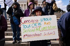 Protest On Democracy On Lincoln Memorial