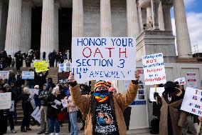 Protest On Democracy On Lincoln Memorial