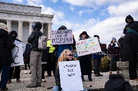 Protest On Democracy On Lincoln Memorial