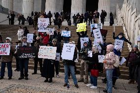 Protest On Democracy On Lincoln Memorial